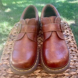 Dr Martens 3A78 Chunky Platform Tan Brown Leather Monk Strap Oxfords Rare Style